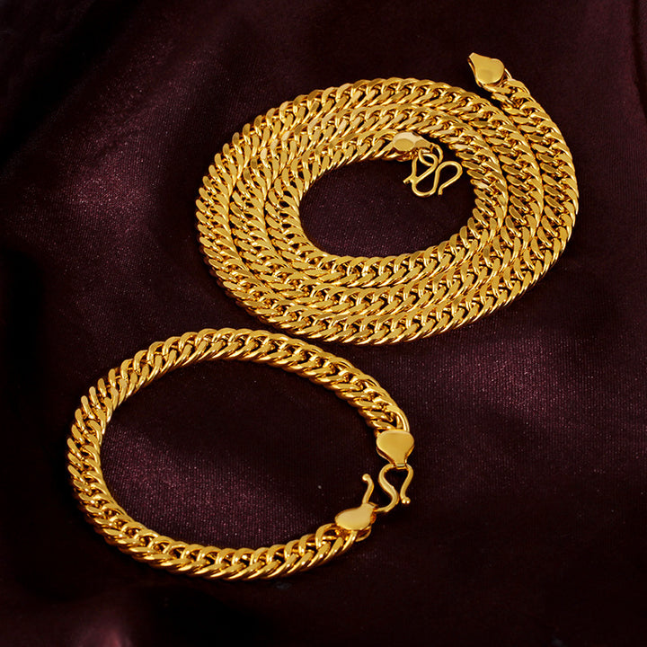 Gold Double Buckle Flat Chain Solid Necklace – Jewelry Gift Ideas — 1