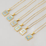 Titanium Steel 26 English Letter Necklace Blue – Jewelry Gift Ideas — 10