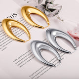 Long Oval Glossy Hollow Earrings Stainless Steel – Small Gift Ideas — 7