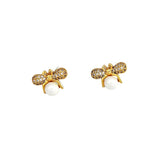 Women's Bee Pearl Grace Silver Stud Earrings – Gifts for Her — 9