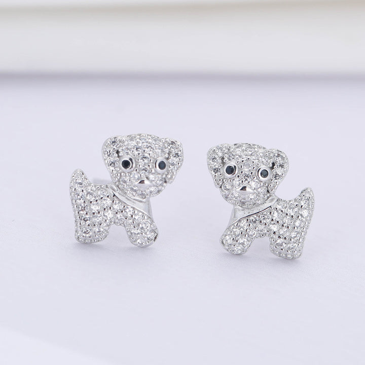 Women's Temperament Cute Dog Shape Diamond Stud – Gifts for Her — 1