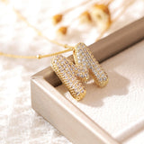Copper-plated Gold Zircon Chubby Pendant Necklace – Jewelry Gift Ideas — 14