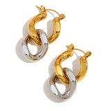 18K Gold Two-color Chain Stud Earrings For Women – Gifts for Her — 2