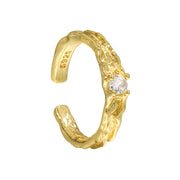 Women's Irregular Texture S925 Sterling Silver Open – Gifts for Her — 3