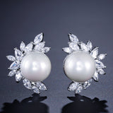 Premium Micro-Set Marquise Zircon Pearl Earrings – Useful Gifts — 3
