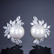Premium Micro-Set Marquise Zircon Pearl Earrings – Useful Gifts — 3