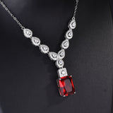 Luxury Pigeons-blood Ruby Square Diamond Necklace – Jewelry Gift Ideas — 9