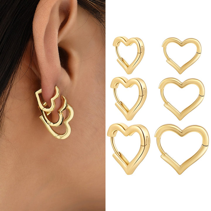 Women's Simple Hollow Five-pointed Star Heart Earrings – Gifts for Her — 1