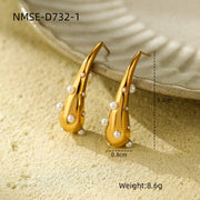 Popular Water Drop Pearl Titanium Steel Earrings – Everyday Gifts — 5