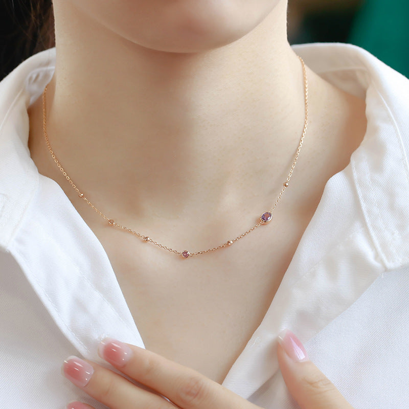 S925 Silver Amethyst Powder Tourmaline Necklace – Jewelry Gift Ideas — 1
