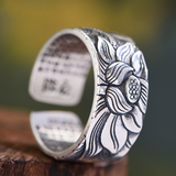 Thai Silver Black Lotus Heart Sutra Ring – Surprise Gifts — 3