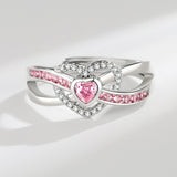 Pink Loving Heart Zircon Ring Women's High Sense – Jewelry Gift Ideas — 9