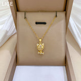Necklace Light Luxury Full Diamond Bow Cat – Jewelry Gift Ideas — 7