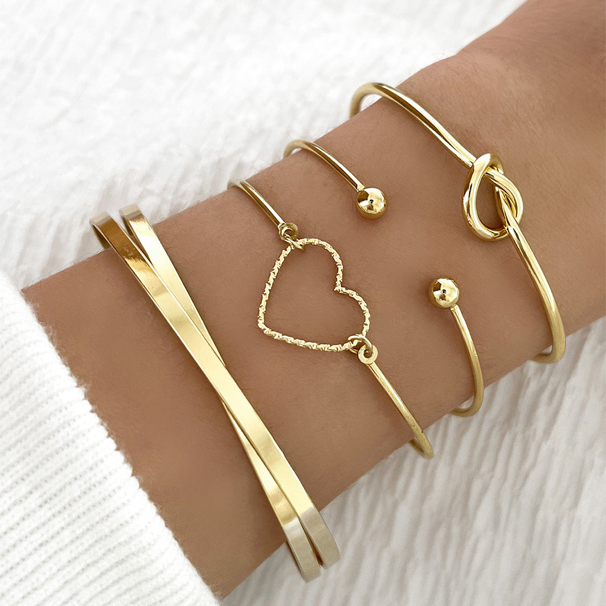 Vintage Gold Crystal Heart Letter Love Bangle – Jewelry Gift Ideas — 1