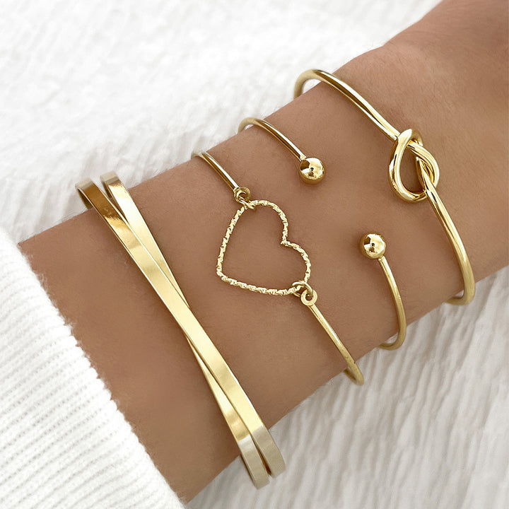 Vintage Gold Crystal Heart Letter Love Bangle – Jewelry Gift Ideas — 1