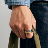 Handmade Carved Ring Men's Silver-wrapped Gold Opening – Gifts for Him — 4