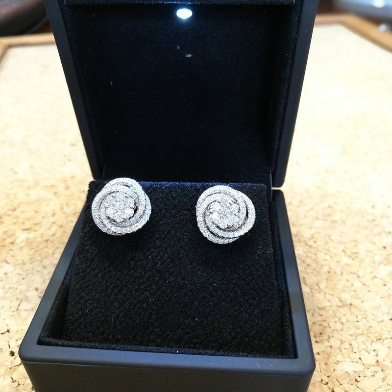 Full Diamond Zircon Flower Earrings – Surprise Gifts — 1