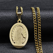 Gold-plated Oval Tag Virgin Mary Prayer Necklace – Jewelry Gift Ideas — 4