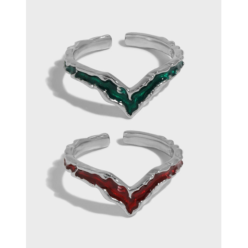 V-shaped Irregular Face S925 Sterling Silver Ring – Gifts for Her — 1