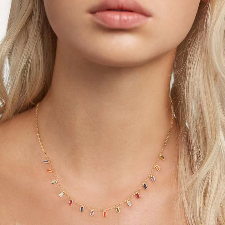 Colored Gemstone S925 Silver Small Skirt Necklace – Jewelry Gift Ideas — 1