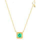 S925 Sterling Silver Necklace Emerald Sugar Cube – Jewelry Gift Ideas — 4