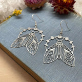 Hollow Cicada Drop Earrings Moon Phase Moth Dangle – Gifts for Her — 3