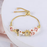Bee Flowers And Beans Adjustable Bracelet – Jewelry Gift Ideas — 1