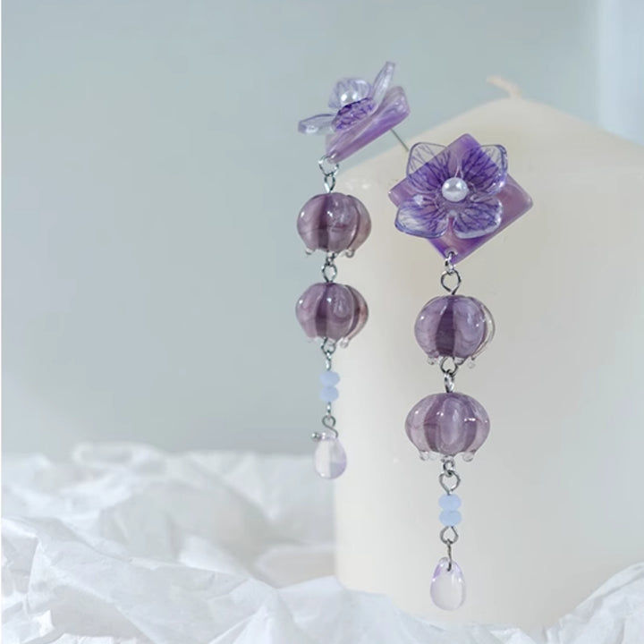 Flower Earrings Vintage Purple Non-piercing Ear Clip – Surprise Gifts — 1