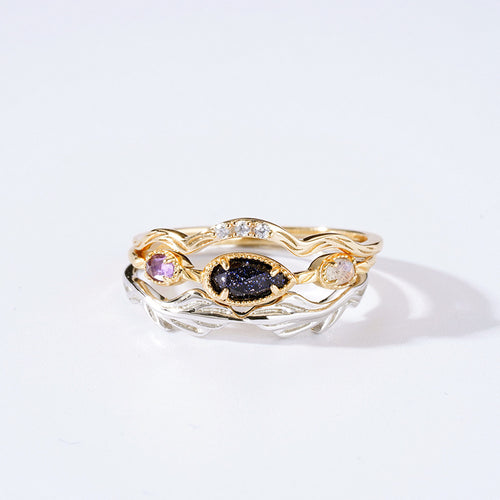 925 Silver Gilded Three Piece Vintage Women's Ring – Gifts for Her — 2