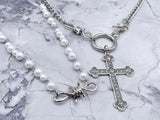 Vintage Pearl Cross Coin Pendant Necklace Women's – Jewelry Gift Ideas — 6