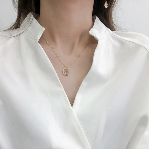 Crystal Moon Cosmic Necklace Female Cold Wind – Jewelry Gift Ideas — 1