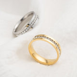 Flat Single Row Diamond Titanium Steel Ring – Small Gift Ideas — 1