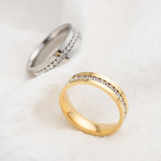 Flat Single Row Diamond Titanium Steel Ring – Small Gift Ideas — 1