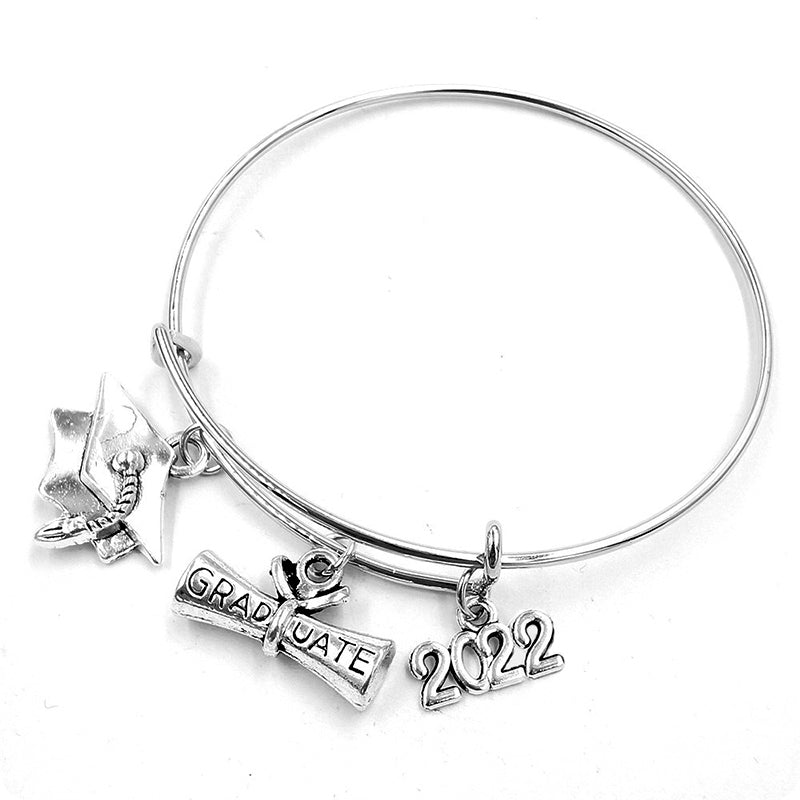 Graduate Cap Charm Bracelet Stainless Steel – Jewelry Gift Ideas — 1