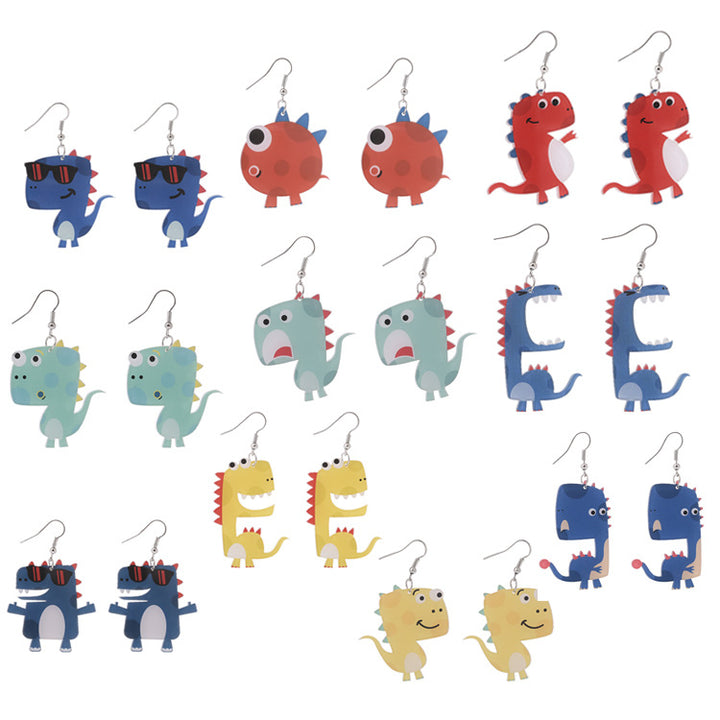 Creative Handmade Acrylic Cartoon Dinosaur Earrings – Stylish Gifts — 1