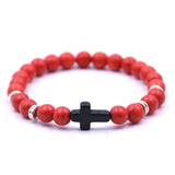 Natural Stone Black Cross Elastic Wire Bracelet – Jewelry Gift Ideas — 6