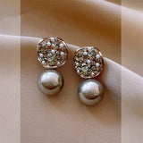 Hollow With Diamonds Gray Pearl Earrings – Special Occasion Gifts — 5