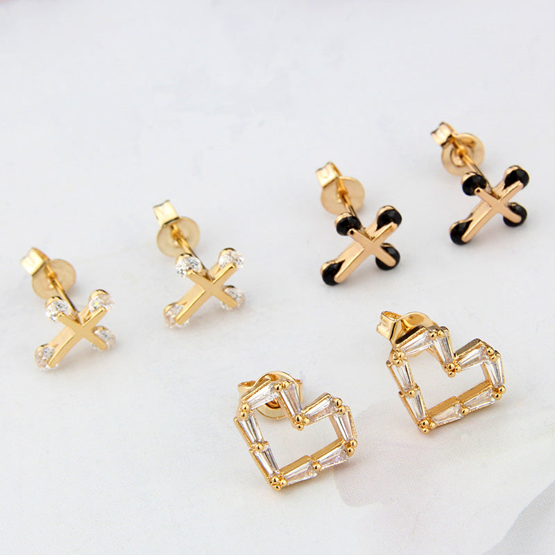 925 Silver Nails New Simple Inlaid Zirconium Earrings – Gifts for Her — 1