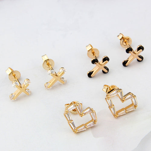 925 Silver Nails New Simple Inlaid Zirconium Earrings – Gifts for Her — 1
