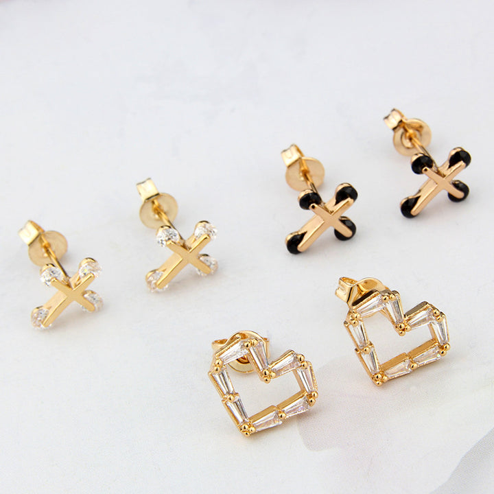 925 Silver Nails New Simple Inlaid Zirconium Earrings – Gifts for Her — 1