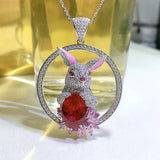 Rabbit Pendant Necklace 10X14 Dove Blood Red – Jewelry Gift Ideas — 1