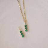 Three Emerald Zircon Necklace With A Single – Jewelry Gift Ideas — 3