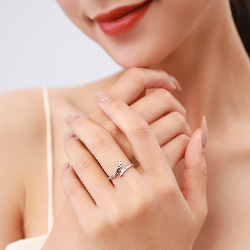 Sterling Silver Snake Ring Female Stackable Band Ring – Gifts for Her — 1