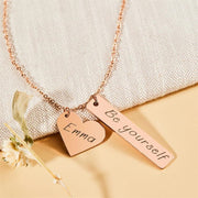 Laser Name Heart Rectangle Pendant Necklace – Jewelry Gift Ideas — 4