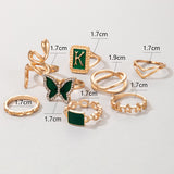 Ring Gold Green K Letter Snake Butterfly – Birthday Gifts — 3