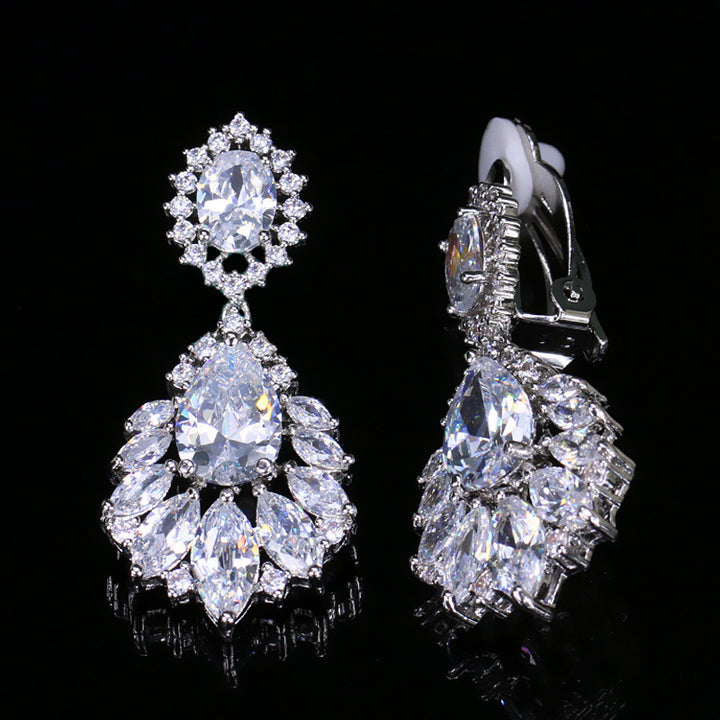 Stylish Water Drop White Gold Zircon Earrings – Useful Gifts — 1
