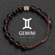 Natural Stone 12 Zodiac Obsidian Hand-woven Bracelet – Stylish Gifts — 3