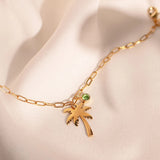 Palm Tree Birthstone Anklet Paperclip Chain – Jewelry Gift Ideas — 2