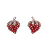 Cute Red Strawberry Fruit Inlaid Zirconium Stud – Unique Gift Ideas — 3