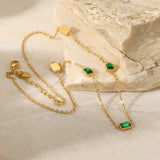 Multiple Square Green Zircon Pendant Necklace – Jewelry Gift Ideas — 4